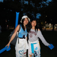 Faculty representatives posing wearing shirts that say 'HEALTH SCI HEARTBEATS' and 'MCMASTER UNIVERSITY'.
